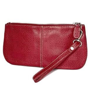 Latico Vintage Y2K Cranberry Antiqued Pebble Leather Wristlet Clutch Western Red
